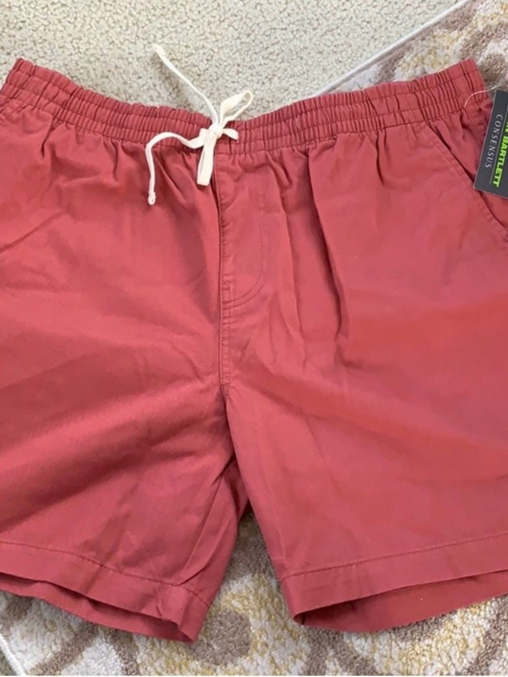 John Bartlett Men's Coral Red Drawstring Shorts Athletic Casual Cotton
